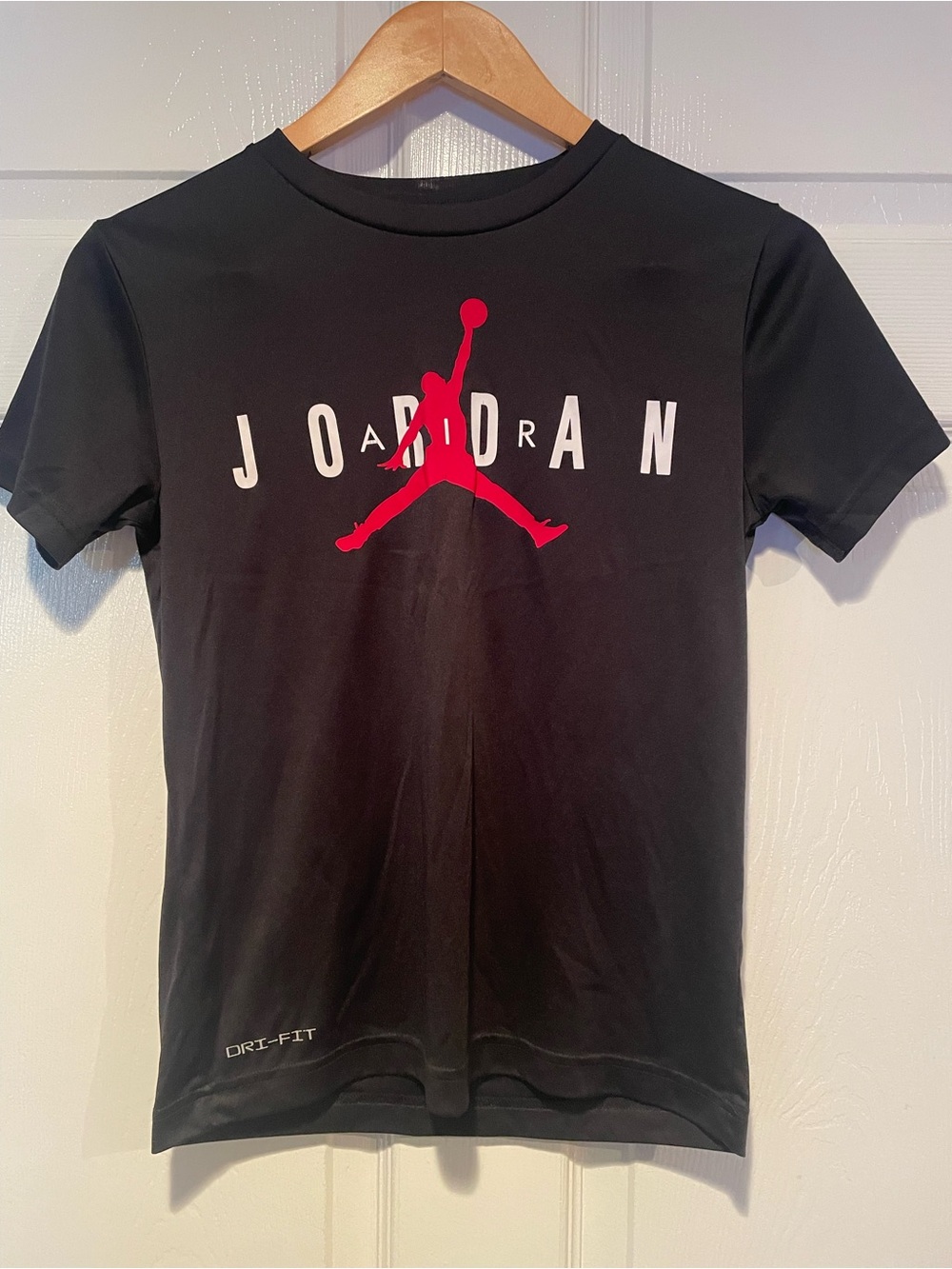 Jordan Black Short-Sleeve Tee with Red Jumpman and White Logo